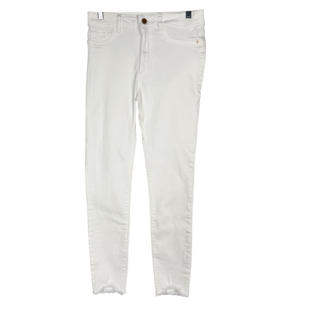 DL1961 Womens 26 White Farrow Instaslim Ankle Skinny Jeans Cape Cod Cotton Modal